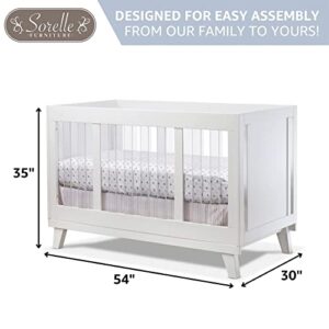 Sorelle Furniture Uptown Panel Crib, Modern Wood and Clear Acrylic Baby Crib, Made of Wood and Easy to Clean Acrylic, Non-Toxic Finish, Contemporary Baby Bed-White