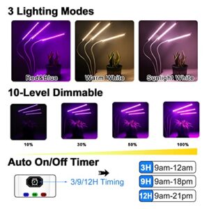 SUWITU Grow Lights for Indoor Plants, 6000K 144 LEDs Clip on Grow Light Plant Growing Lamps for Succulents, Valentines Day Gifts for Plant Lovers, Auto 3/9/12H Timer, 3 Switch Modes,10-Level Dimmable