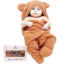 kermode teddy bear baby swaddle blanket - plush baby swaddler for newborns - cute infant swaddle wrap & receiving blanket - perfect gender neutral baby shower & registry gift for boy & girl