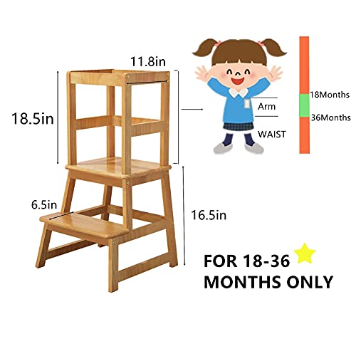 Popin Lover Kitchen Step Stool for Kids and Toddlers with Safety Rail, Kids Step Stool Standing Tower Learning Stool for Bathroom& Kitchen