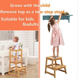 Popin Lover Kitchen Step Stool for Kids and Toddlers with Safety Rail, Kids Step Stool Standing Tower Learning Stool for Bathroom& Kitchen