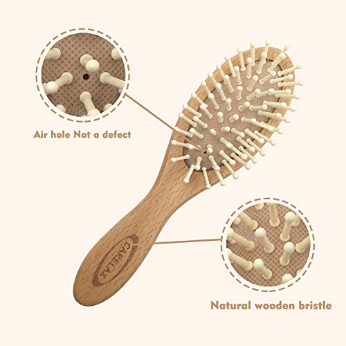 Baby Hair Brush & Comb Set, Organic Wooden Hairbrush Natural Goat Bristles 3-Piece for Newborns & Toddlers, Ideal for Cradle Cap & Itching, Perfect Shower and Registry Gift for Infant, Toddler, Kids