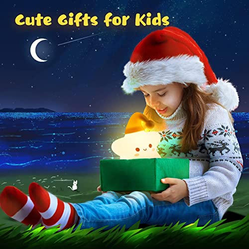 One Fire Cute Stars Night Light, Kawaii Star Lights Baby Night Light, Colorful Silicone Cute Lamp for Baby Girl Room Decor, Rechargeable Battery Night Light Lamp, Christmas Gifts for Kids Girls Boys