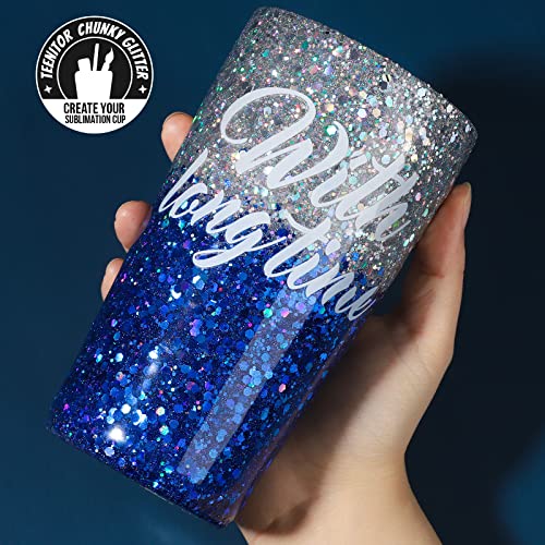 Festival Chunky and Fine Glitter Mix, Teenitor 32 Colors Chunky Sequins & Fine Glitter Powder Mix, Iridescent Glitter Flakes, Cosmetic Face Body Eye Hair Nail Art Resin Tumbler Glitter Loose Glitter