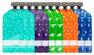 simple modern reusable baby food pouches for toddlers | bpa free plastic, food safe, freezer safe | refillable for applesauce yogurt & puree squeeze pouch | 10 pack | 5oz | assorted