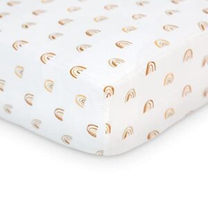 lulujo soft cotton baby crib sheet (rainbows)