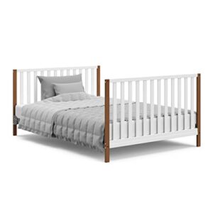 Storkcraft Modern Pacific 4-in-1 Convertible Crib (White with Vintage Driftwood) – GREENGUARD Gold Certified, Converts from Baby Crib to Toddler Bed and Full-Size Bed, Adjustable Mattress Support Base