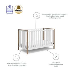 Storkcraft Modern Pacific 4-in-1 Convertible Crib (White with Vintage Driftwood) – GREENGUARD Gold Certified, Converts from Baby Crib to Toddler Bed and Full-Size Bed, Adjustable Mattress Support Base