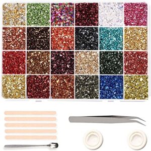 crushed glass glitter, 24 colors irregular crystal chips chunky flakes sequins crushed glass for resin geode art nail arts craft diy vase filler epoxy resin jewelry making