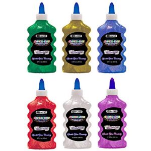6 bazic classic color glitter glue assorted 6.76 fl oz sparkle slime art crafts