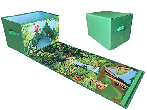 EMBRACE PLAY Toy storage box with car rug play mat - Toy box for boys and girls - 2 in 1 collapsible toy car storage- toyboxes for children - toy boxes for kids (Green)