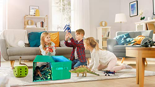 EMBRACE PLAY Toy storage box with car rug play mat - Toy box for boys and girls - 2 in 1 collapsible toy car storage- toyboxes for children - toy boxes for kids (Green)