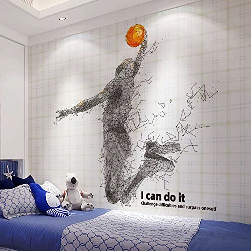 3D Wall Decal Removable Basketball Player Sticker for Kids Bedroom Living Room Playroom DIY Sport Wall Decal Art,Silhouette Wall Decals Stickers for Boy Rooms