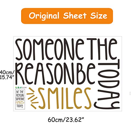 Inspirational Wall Decor Quotes for Boy Girl Room–Be The Reason Someone Smiles Today– Decor for Living Room Bedroom Classroom Playroom Nursery Girls Boys Room Wall Decals Decorations