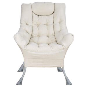 superrella modern soft accent chair living room upholstered single armchair high back lazy sofa (white)