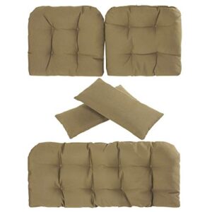 art leon outdoor/indoor home chair seat cushions 5 pieces seat and back cushion set for patio deep seat, wicker loveseat, settee, bench, brown