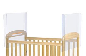 foundations careshield 2-sided crib divider for safetycraft and serenity fixed-side cribs, clear plexiglass protective barrier system, includes 2 end panels