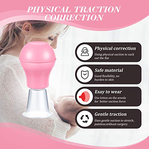 4 Pieces Nipple Sucker Nipple Corrector Nipple Puller Women Breastfeeding Flat Inverted Nipple, Aspirator Nipples Retraction Nipples Silicone Cups for Mommy Girl (Pink)