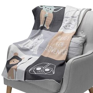 Lambs & Ivy Star Wars The Force Knit Baby Blanket - Yoda/Ewok/R2-D2/Vader