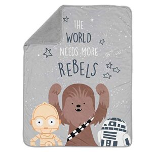 Lambs & Ivy Star Wars Rebels R2D2/C-3PO/Chewbacca Soft Sherpa Baby Blanket