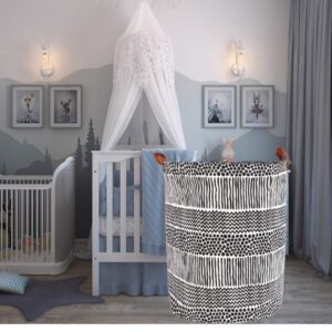 ModernHome & Co 19.7in Tall Laundry Basker Large Hamper Room Storage Decor Waterproof Foldable Canvas Laundry Baskets Kawaii Room Decor Baskets For Organizing Baby Hamper Laundry Bag (Blk bamboo)