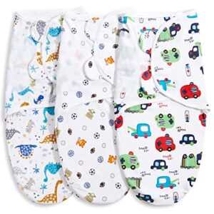 baby swaddle blankets for baby boy girl 0-3 months ,hypoallergenic skin-friendly baby swaddle,cute little soccer ball, dinosaur, adjustable newborn swaddles sleep sack,baby swaddle sack,3 pack