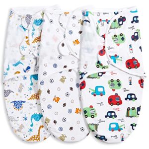 Baby Swaddle Blankets for Baby Boy Girl 0-3 Months ,Hypoallergenic Skin-Friendly Baby Swaddle,Cute Little Soccer Ball, Dinosaur, Adjustable Newborn Swaddles Sleep Sack,Baby Swaddle Sack,3 Pack