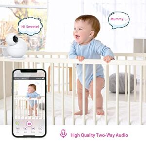 iBaby M8 2K Smart Baby Monitor, 355° Pan 110° Tilt and 2-Way Talk, Video Baby Monitor with Crying and Motion Alerts, Moonlight Projector, Temperature/Humidity Alerts, for iOS/Android