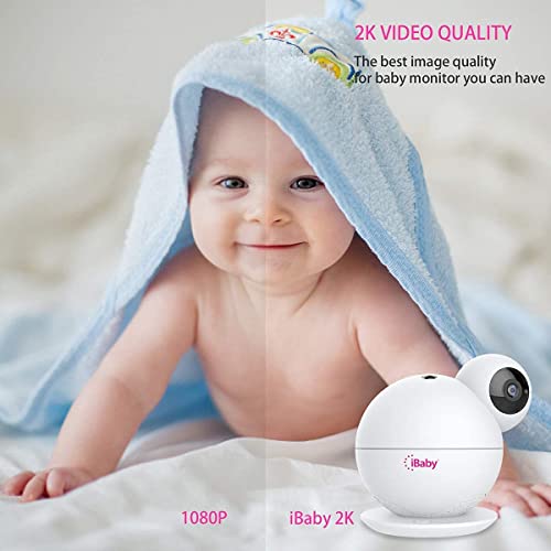 iBaby M8 2K Smart Baby Monitor, 355° Pan 110° Tilt and 2-Way Talk, Video Baby Monitor with Crying and Motion Alerts, Moonlight Projector, Temperature/Humidity Alerts, for iOS/Android