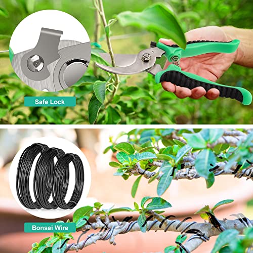 SEBIDER Bonsai Tree Kit Bonsai Tools Set Succulent Kit 16PCS Garden Hand Tool Set Include Pruning Shears, Carbon Steel Bonsai Scissors, Bonsai Starter Kit Gardening Trimming Tools