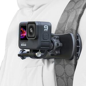 surewo 360° rotation backpack strap mount quick clip mount compatible with gopro hero 11,10,9,8,7,6,5,4,fusion,dji osmo action 3/2,akaso,campark,crosstour action cameras