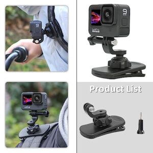 SUREWO 360° Rotation Backpack Strap Mount Quick Clip Mount Compatible with GoPro Hero 11,10,9,8,7,6,5,4,Fusion,DJI Osmo Action 3/2,AKASO,Campark,Crosstour Action Cameras