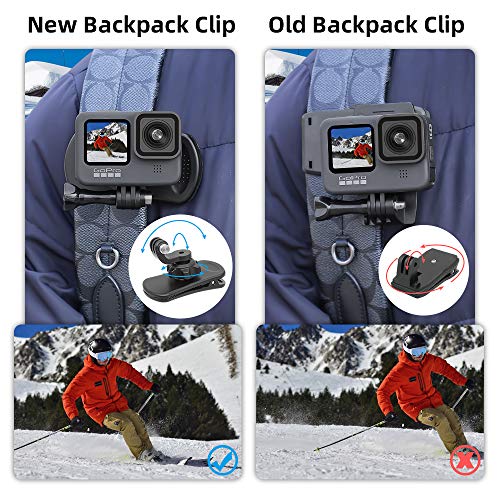 SUREWO 360° Rotation Backpack Strap Mount Quick Clip Mount Compatible with GoPro Hero 11,10,9,8,7,6,5,4,Fusion,DJI Osmo Action 3/2,AKASO,Campark,Crosstour Action Cameras