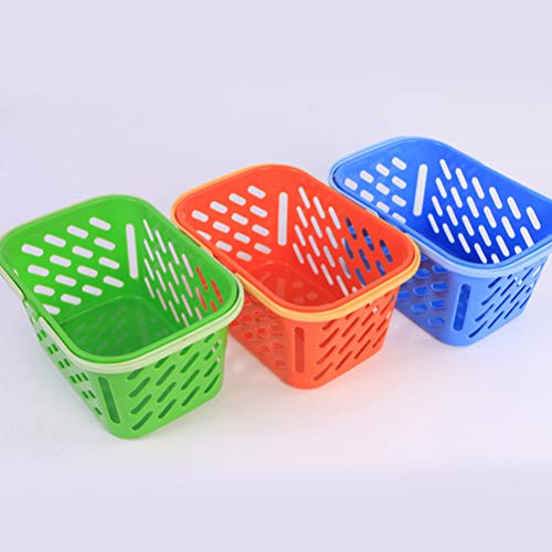 jojofuny Shopping Basket Plastic Grocery Basket with Handle Play Toy Storage Tool for Kids (Random Color)