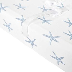 Lush Decor Baby Seaside Starfish Organic Cotton 2 Pack Changing Pad Cover, Blue