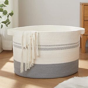 oiahomy cotton rope basket 20x20x13 inches laundry basket blanket basket baby toy basket with handles woven baskets for storage