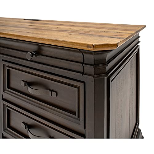 Martin Furniture IMSA689 Executive Credenza, Desk with Solid Wood Plank Top, Fully Assembled, Brown