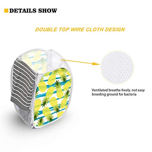 GOSTONG Pop Up Laundry Hamper Foldable Mesh Laundry Basket Collapsible Portable Mesh Clothes Hamper Home Organization with Pocket,Cute Sloth