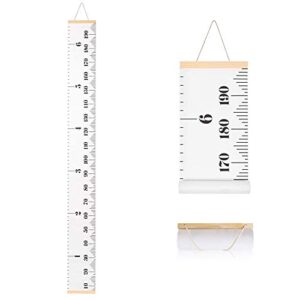 sujayu growth chart for kids, canvas height chart ruler removable wood hanging wall ruler measurement chart for home decoration (white)
