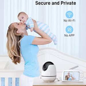 Konnek Stein Baby Video Monitor, Baby Monitor with Camera and Audio 720P HD Resolution, 5.5" Display, Remote Pan/Tilt/Zoom, Two Way Audio, Night Vision, Lullabies, Room Temperature, for New Parents