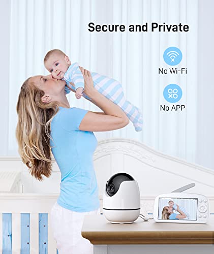 Konnek Stein Baby Video Monitor, Baby Monitor with Camera and Audio 720P HD Resolution, 5.5" Display, Remote Pan/Tilt/Zoom, Two Way Audio, Night Vision, Lullabies, Room Temperature, for New Parents