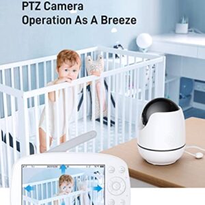 Konnek Stein Baby Video Monitor, Baby Monitor with Camera and Audio 720P HD Resolution, 5.5" Display, Remote Pan/Tilt/Zoom, Two Way Audio, Night Vision, Lullabies, Room Temperature, for New Parents
