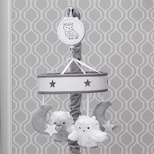 Lambs & Ivy Luna Gray/White Owls and Moons Musical Baby Crib Mobile, 1 Count (Pack of 1)