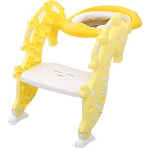 yellow ladder step potty seahorse pattern adjustable seat step stool with step stool,up to 50kg,toilet seat with stairs for children travel & home wc use