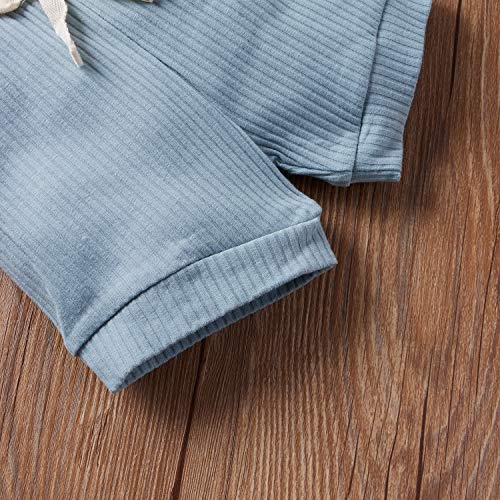 Ledy Champswiin Summer Newborn Baby Boy Girl Clothes Set Ribbed Outfits Unisex Infant Solid Short Sleeve Tops Shorts 2PCS