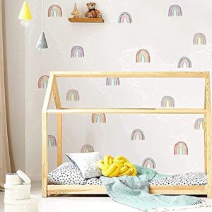 Rainbow Wall Decals for Girl Bedroom Kids Room Decor, Peel and Stick Wallpaper Rainbow Wall Stickers Mural Vinyl 36 Pcs