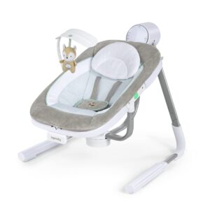 ingenuity anyway sway 5-speed multi-direction portable foldable baby swing & infant seat with vibrations, nature sounds, 0-9 months 6-20 lbs (ray)