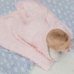 Plush Embossed Raised Dot Baby Blanket for Boys and Girls, Soft Velbo Mink Dotted Double Layer Receiving Blanket Bamboo Fabric Backing for Newborn Premium Quality Blanket, Pink 50" x 60