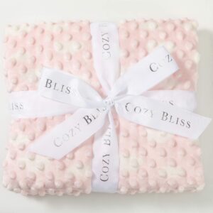 Plush Embossed Raised Dot Baby Blanket for Boys and Girls, Soft Velbo Mink Dotted Double Layer Receiving Blanket Bamboo Fabric Backing for Newborn Premium Quality Blanket, Pink 50" x 60