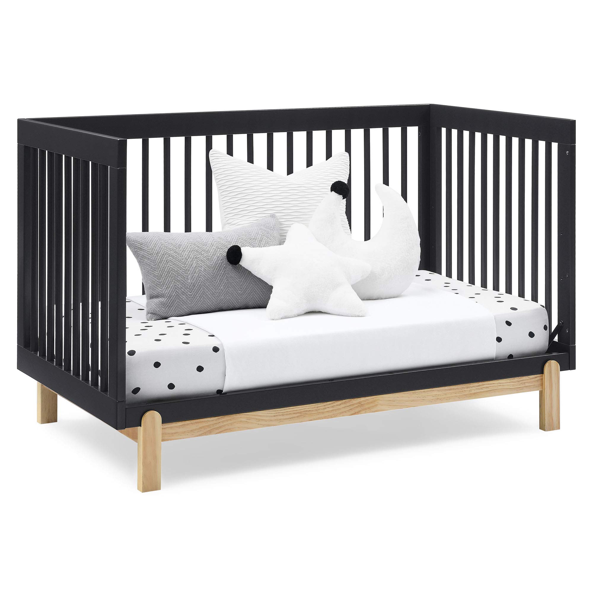 Delta Children Poppy 4-in-1 Convertible Crib, Greenguard Gold Certified, Midnight Grey/Natural